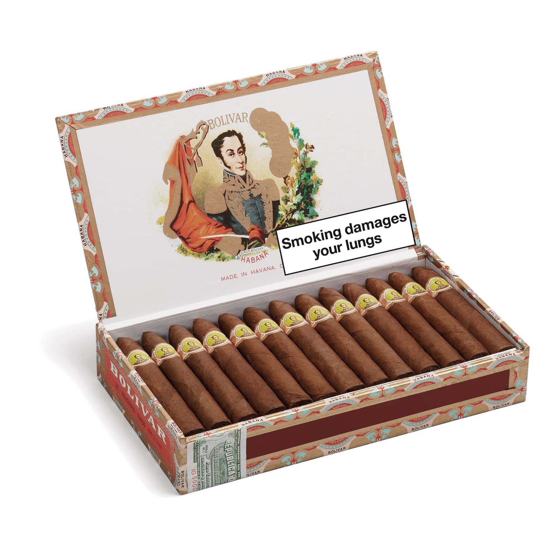 A box of 25 Bolivar Belicosos Finos